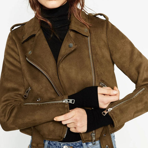 Motorcycle Brown Suede Leather Jacket