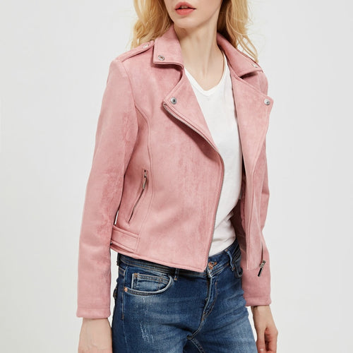 Pink Suede Leather Jacket