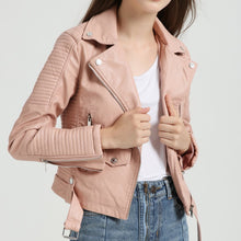 Load image into Gallery viewer, Gray Zipper Leather Jacket