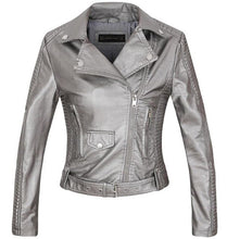 Load image into Gallery viewer, Gray Zipper Leather Jacket