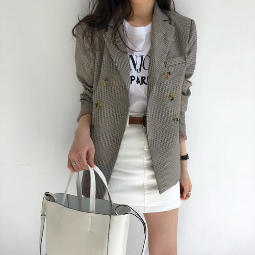 Classic Plaid Blazer Jacket