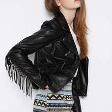 Load image into Gallery viewer, Motorcycle Tassel Leather Jacket
