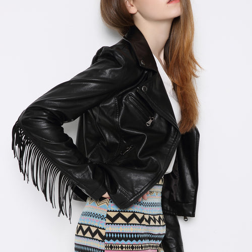 Motorcycle Tassel Leather Jacket