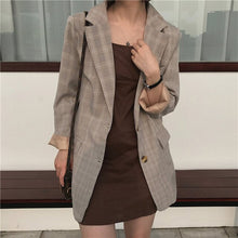 Load image into Gallery viewer, Casual Single Women Plaid Blazer