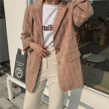 Load image into Gallery viewer, Casual Single Women Plaid Blazer