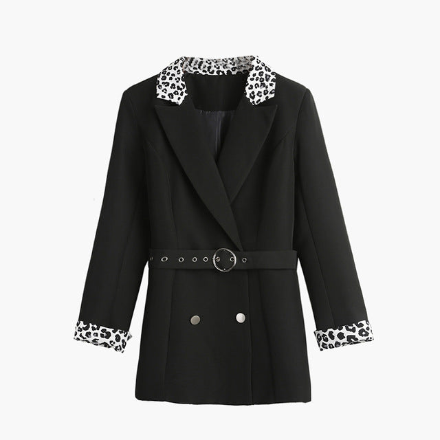 Spring Leopard Patchwork Women Blazer