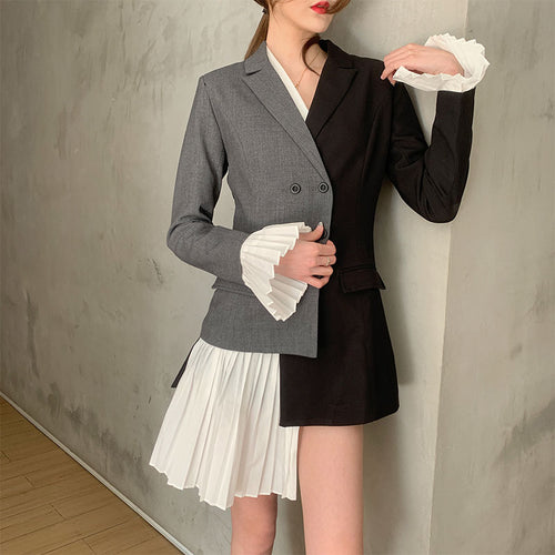 Irregular Patchwork Blazer Jacket