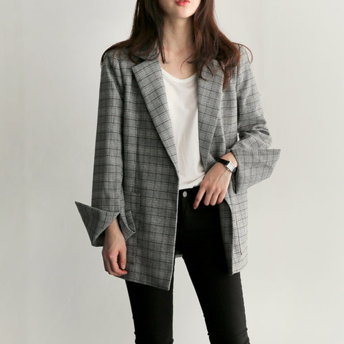 Plaid Female Blazer Jacket