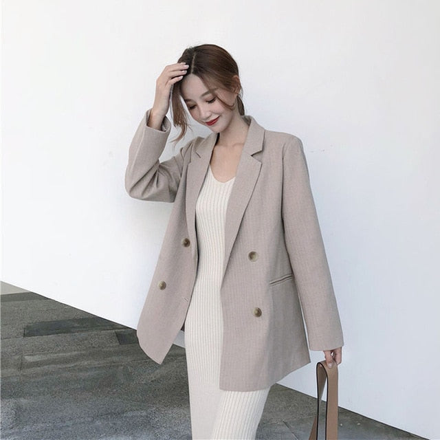 Double Breasted Women Blazer Jacket